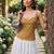 Mustard cotton printed top for women