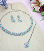 Green color rhodium plating festive wear designer necklace set