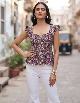 Multicolor cotton printed top for women 1