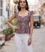 Multicolor cotton printed top for women