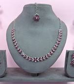 Purple color rhodium plating festive wear designer necklace set