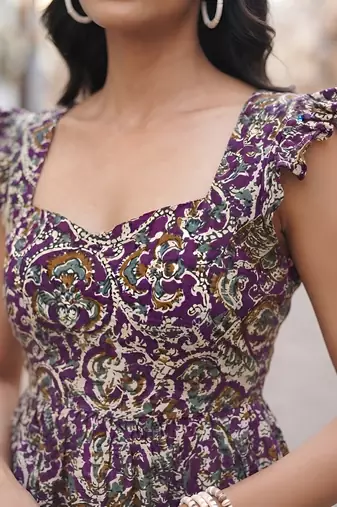 Multicolor cotton printed top for women