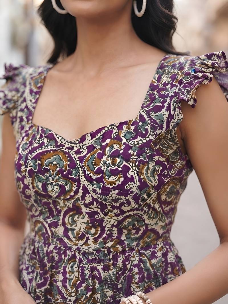 Multicolor cotton printed top for women