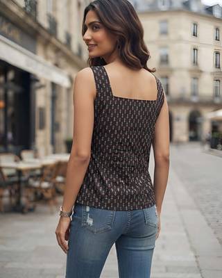 Black cotton printed top for women 2