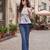 Grey cotton printed top for women