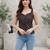 Black cotton printed top for women
