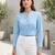 Blue cotton printed top for women