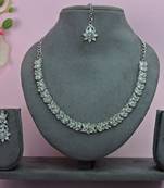 White color rhodium plating festive wear designer necklace set