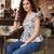 Grey cotton printed top for women