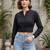 Black cotton printed top for women