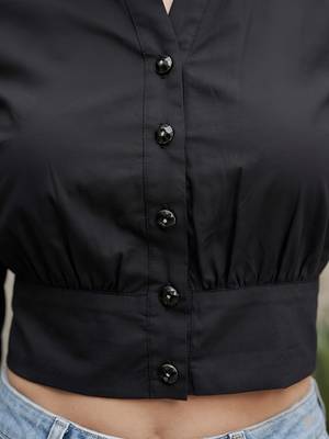 Black cotton printed top for women 5