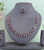 Maroon color rhodium plating festive wear designer necklace set