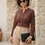 Brown cotton printed top for women