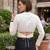 Off-white cotton printed top for women