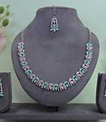 Green color rhodium plating festive wear designer necklace set