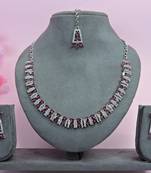 Purple color rhodium plating festive wear designer necklace set