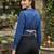 Blue cotton printed top for women