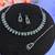 Green color rhodium plating festive wear designer necklace set