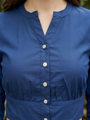 Blue cotton printed top for women 5