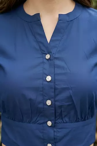 Blue cotton printed top for women