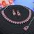 Pink color rhodium plating festive wear designer necklace set