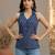 Blue cotton printed top for women