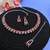 Red color rhodium plating festive wear designer necklace set