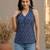 Blue cotton printed top for women