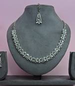 White color rhodium plating festive wear designer necklace set