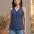 Blue cotton printed top for women
