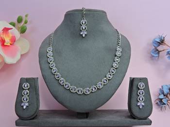 Purple color rhodium plating festive wear designer necklace set 1
