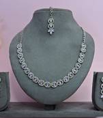 Purple color rhodium plating festive wear designer necklace set