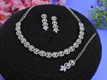 Purple color rhodium plating festive wear designer necklace set 2