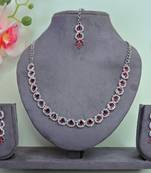 Maroon color rhodium plating festive wear designer necklace set