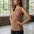 Brown cotton printed top for women