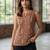 Brown cotton printed top for women