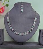 Green color rhodium plating festive wear designer necklace set