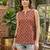 Maroon cotton printed top for women