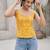 Yellow cotton printed top for women