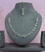 White color rhodium plating festive wear designer necklace set