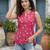 Pink cotton printed top for women