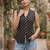 Black cotton printed top for women