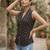 Black cotton printed top for women