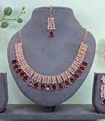 Maroon color rhodium plating festive wear designer necklace set