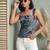 Blue cotton printed top for women