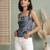 Blue cotton printed top for women
