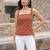 Orange cotton printed top for women