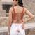 Orange cotton printed top for women