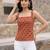 Orange cotton printed top for women