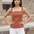 Orange cotton printed top for women